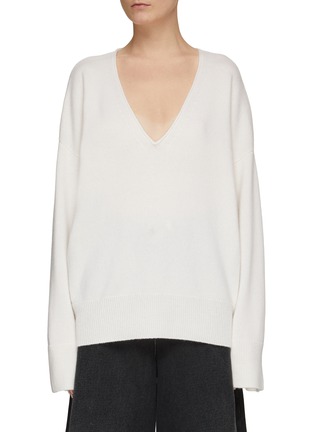 Main View - Click To Enlarge - LE KASHA - Deep V-Neck Cashmere Knit Oversized Sweater