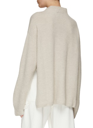 Back View - Click To Enlarge - LE KASHA - High Neck Side Slit Loose Fit Ribbed Cashmere Knit Sweater