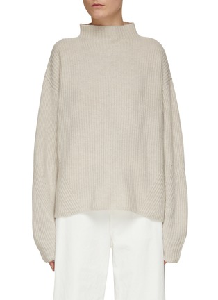 Main View - Click To Enlarge - LE KASHA - High Neck Side Slit Loose Fit Ribbed Cashmere Knit Sweater