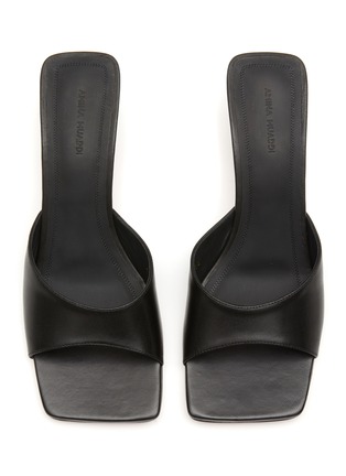 Detail View - Click To Enlarge - AMINA MUADDI - ‘LAURA’ METAL HEEL LEATHER SLIPPERS