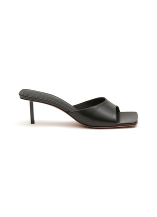 Main View - Click To Enlarge - AMINA MUADDI - ‘LAURA’ METAL HEEL LEATHER SLIPPERS