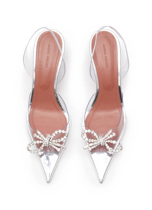 Detail View - Click To Enlarge - AMINA MUADDI - ‘ROSIE’ CRYSTAL APPLIQUÉ BOW SLINGBACK HEELS
