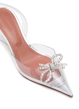 Detail View - Click To Enlarge - AMINA MUADDI - ‘ROSIE’ CRYSTAL APPLIQUÉ BOW SLINGBACK HEELS