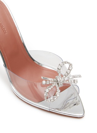 Detail View - Click To Enlarge - AMINA MUADDI - ‘ROSIE’ CRYSTAL BOW APPLIQUÉ HEELS