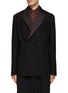 Main View - Click To Enlarge - MAISON MARGIELA - Striped Collar Contrasting Stitching Double-Breasted Blazer