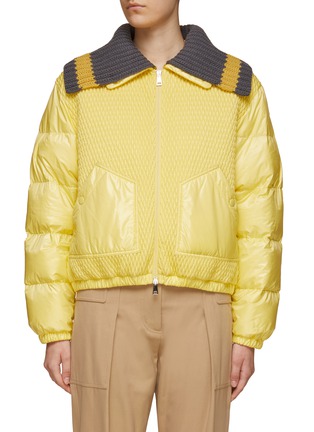 Main View - Click To Enlarge - MONCLER - LONG SLEEVE ZIP UP FLAP COLLAR PUFFER JACKET