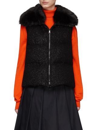 Main View - Click To Enlarge - MONCLER - FAUX FUR COLLAR SLEEVELESS ZIPPED CARRELET VEST