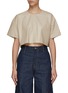 Main View - Click To Enlarge - AMIRI - SHORT SLEEVE LAMBSKIN LEATHER CROPPED TOP