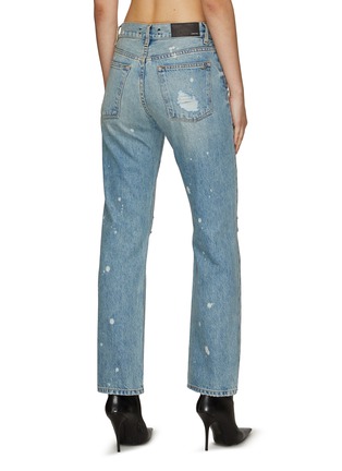 Back View - Click To Enlarge - AMIRI - DISTRESSED DETAIL LIGHT WASH STRAIGHT LEG DENIM JEANS