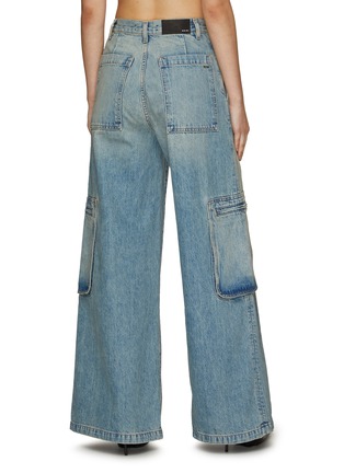 Back View - Click To Enlarge - AMIRI - SIDE POCKET DETAIL WIDE LEG CARGO DENIM JEANS