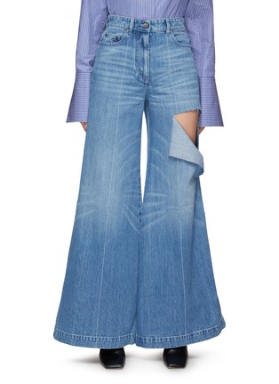 Main View - Click To Enlarge - PETER DO - Leg Rip Light Washed Wide Leg Jeans