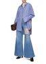 Figure View - Click To Enlarge - PETER DO - Leg Rip Light Washed Wide Leg Jeans