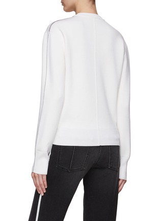 Back View - Click To Enlarge - PETER DO - Tattoo Side Slit Virgin Wool Knit Crewneck Sweater