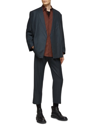 Figure View - Click To Enlarge - YOKE - Side Adjuster Wool Cropped Straight Pants