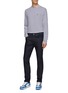 Figure View - Click To Enlarge - PRADA - LONG SLEEVE STRIPE EMBROIDERY LOGO T-SHIRT