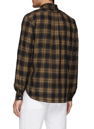 Back View - Click To Enlarge - BARENA - ‘PAVAN’ POINT COLLAR FLANNEL CHECKED SHIRT