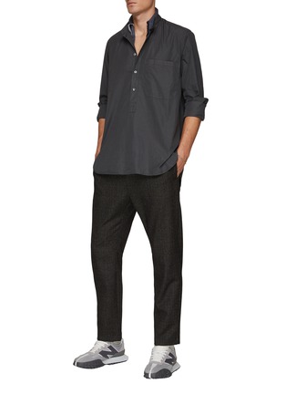 Figure View - Click To Enlarge - BARENA - Mandarin Collar Half Placket Cotton Shirt
