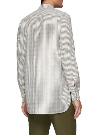 Back View - Click To Enlarge - BARENA - Mandarin Collar Half Placket Striped Cotton Shirt