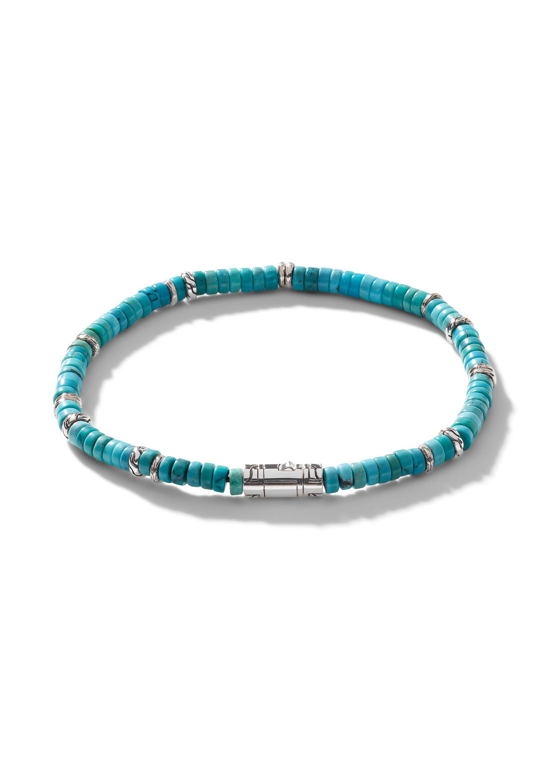 JOHN HARDY 'CLASSIC CHAIN' STERLING SILVER HEISHI TREATED TURQUOISE BEAD BRACELET