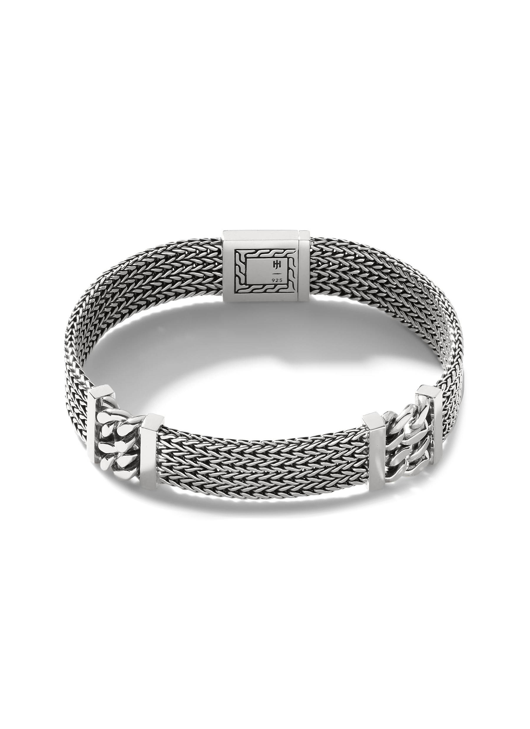 JOHN HARDY Classic Chain' Silver Reticulated Pusher Clasp Station Bracelet