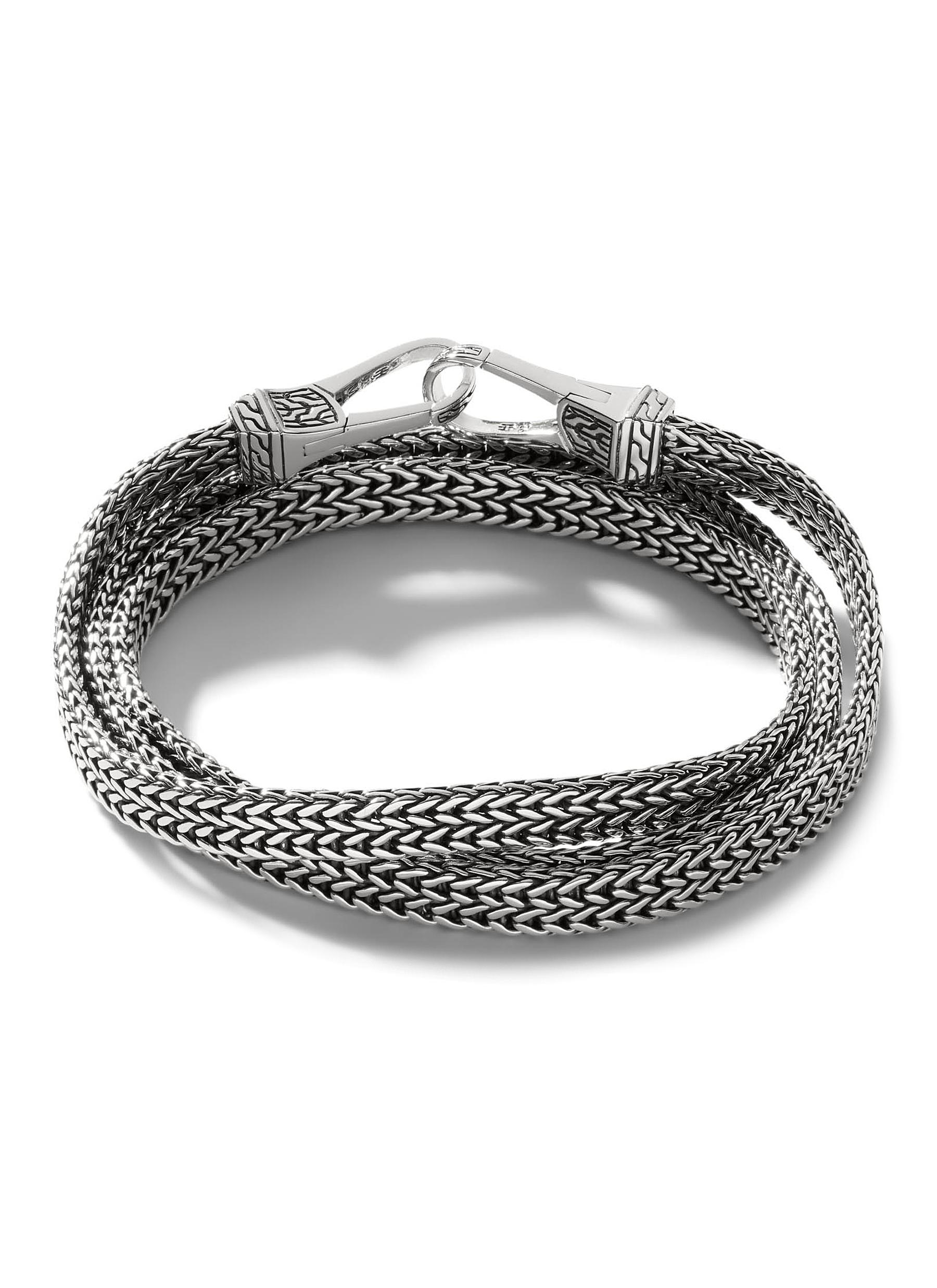 Classic Chain’ Silver Hook Clasp Triple Wrap Bracelet