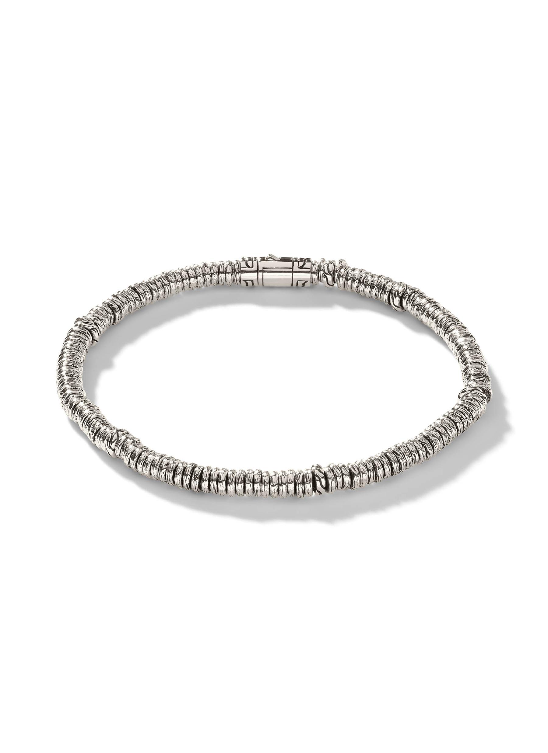 Cylinder Accent Heishi Bead Bracelet 5-White / Silver