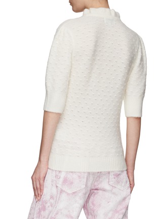 Back View - Click To Enlarge - GANNI - TIE FRONT DETAIL PUFF SLEEVE BOBBLE EMBELLISHED KNIT TOP