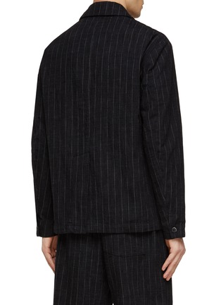 Back View - Click To Enlarge - BARENA - ‘REFADA’ SINGLE BREASTED NOTCH LAPEL PINSTRIPE COTTON WOOL BLEND BLAZER