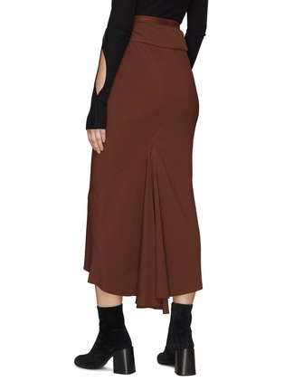 Back View - Click To Enlarge - RICK OWENS  - ‘Cocoon’ Crepe Godet Pleat Bias Cut Mid-Calf Skirt
