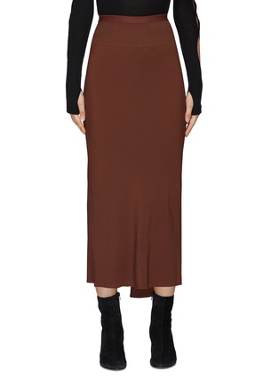 Main View - Click To Enlarge - RICK OWENS  - ‘Cocoon’ Crepe Godet Pleat Bias Cut Mid-Calf Skirt
