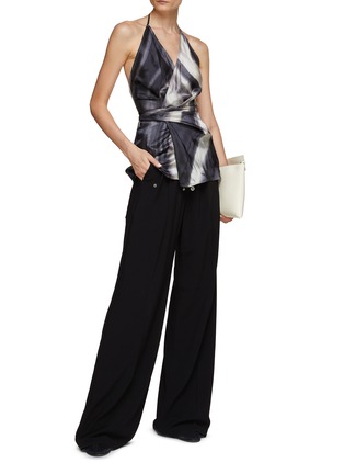 Figure View - Click To Enlarge - RICK OWENS  - ‘Laura’ Swirl Print Halter Neck Wrap Top