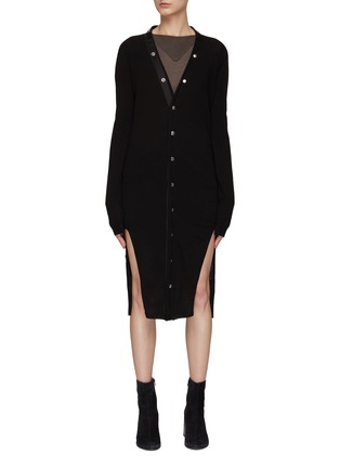 Main View - Click To Enlarge - RICK OWENS  - ‘SASCHA’ LONGLINE BUTTON DETAIL WOOL CARDIGAN