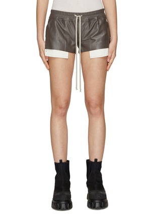 Main View - Click To Enlarge - RICK OWENS  - Visible Pocket Lining Drawstring Leather Boxer Shorts