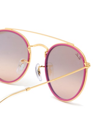 Detail View - Click To Enlarge - RAY-BAN - METAL ROUND FRAME PINK LENS DOUBLE BRIDGE SUNGLASSES