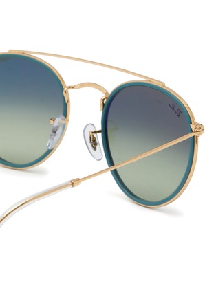 Detail View - Click To Enlarge - RAY-BAN - METAL ROUND FRAME GREEN LENS DOUBLE BRIDGE SUNGLASSES
