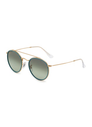 Main View - Click To Enlarge - RAY-BAN - METAL ROUND FRAME GREEN LENS DOUBLE BRIDGE SUNGLASSES