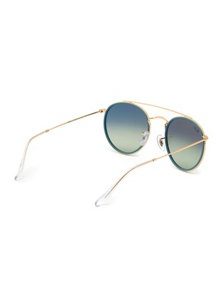 Figure View - Click To Enlarge - RAY-BAN - METAL ROUND FRAME GREEN LENS DOUBLE BRIDGE SUNGLASSES