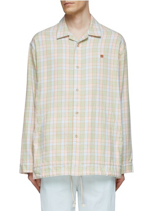 Main View - Click To Enlarge - ACNE STUDIOS - OVERSIZE SLANTED POCKET CHEQUERED FLANNEL OVERSHIRT