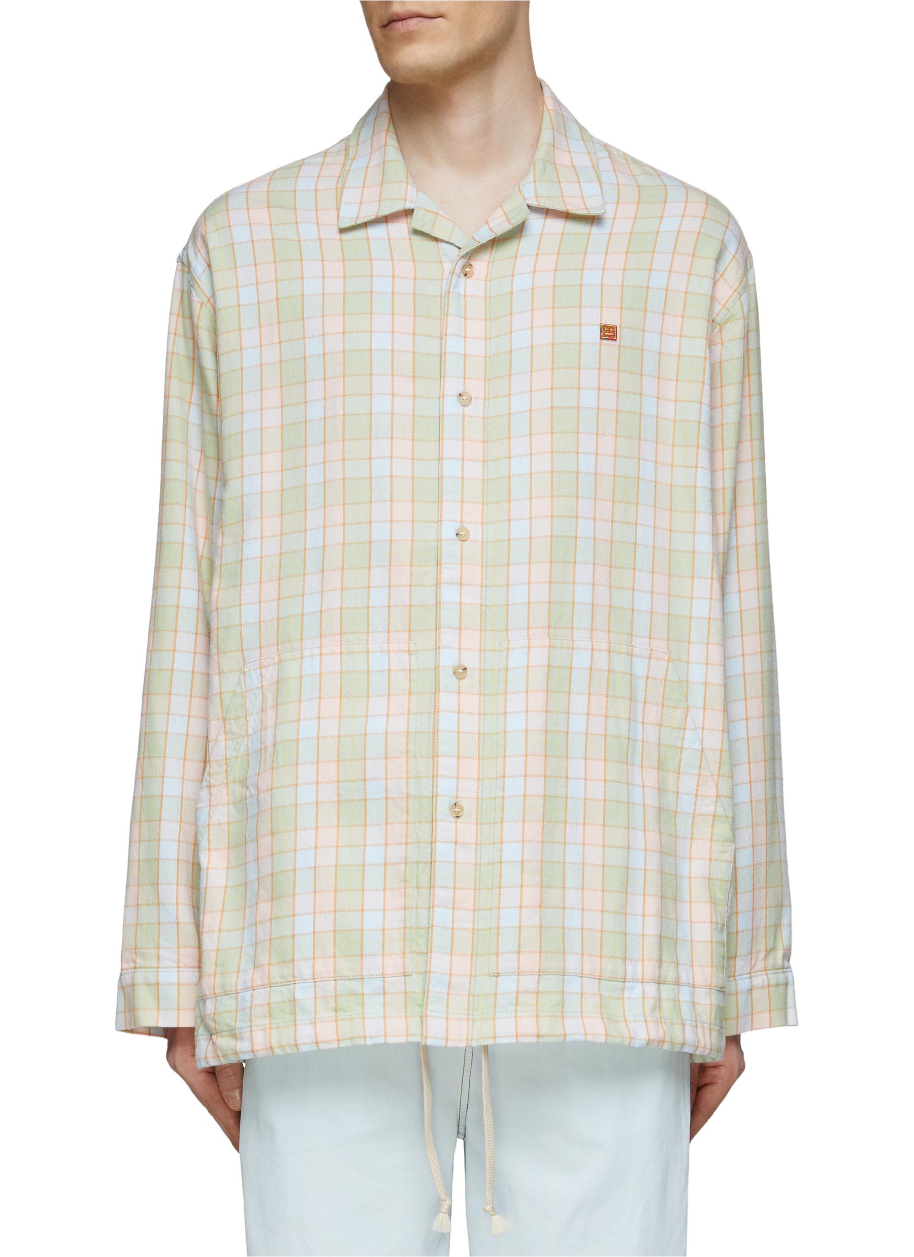 ACNE STUDIOS OVERSIZE SLANTED POCKET CHEQUERED FLANNEL OVERSHIRT