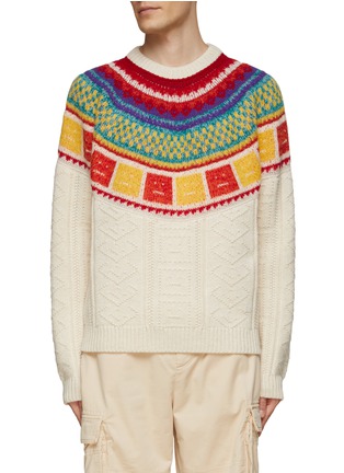 Main View - Click To Enlarge - ACNE STUDIOS - CREWNECK RAINBOW FACE LOGO KNITTED SWEATER