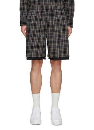 Main View - Click To Enlarge - ACNE STUDIOS - CHECK FLANNEL BASKETBALL MESH SHORTS