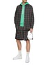 Figure View - Click To Enlarge - ACNE STUDIOS - CHECK FLANNEL BASKETBALL MESH SHORTS