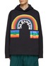 Main View - Click To Enlarge - ACNE STUDIOS - FACE LOGO PATCH RAINBOW SLOGAN PRINT HOODIE