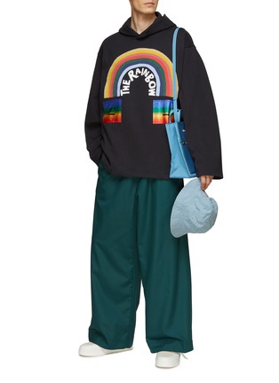 Figure View - Click To Enlarge - ACNE STUDIOS - FACE LOGO PATCH RAINBOW SLOGAN PRINT HOODIE