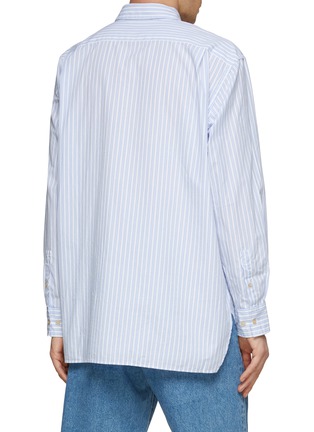 Back View - Click To Enlarge - ACNE STUDIOS - FACE LOGO PATCH STRIPE BUTTON UP SHIRT