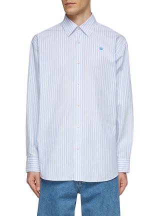 Main View - Click To Enlarge - ACNE STUDIOS - FACE LOGO PATCH STRIPE BUTTON UP SHIRT