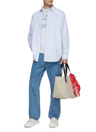 Figure View - Click To Enlarge - ACNE STUDIOS - FACE LOGO PATCH STRIPE BUTTON UP SHIRT