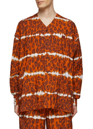 Main View - Click To Enlarge - ACNE STUDIOS - Tie Dye Leopard Print Cotton Blend Flannel Shirt