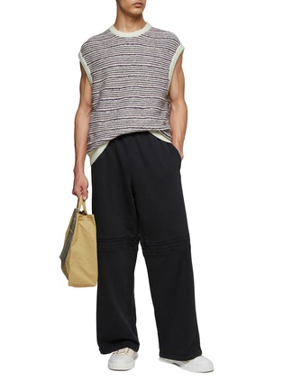 Figure View - Click To Enlarge - ACNE STUDIOS - Logo-Appliqued Knee Stripe Cotton Loose Fit Sweatpants
