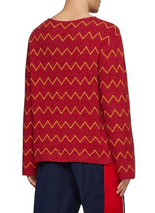 Back View - Click To Enlarge - ACNE STUDIOS - Zig-Zag Patterned Jacquard Wool Blend Boat Neck Sweater